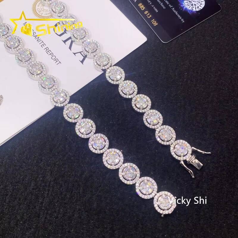 Hip Hop Jewelry Iced Out Cuban Link Necklace 13mm 925 Sterling Silver Moissanite Diamond Cuban Link Chain