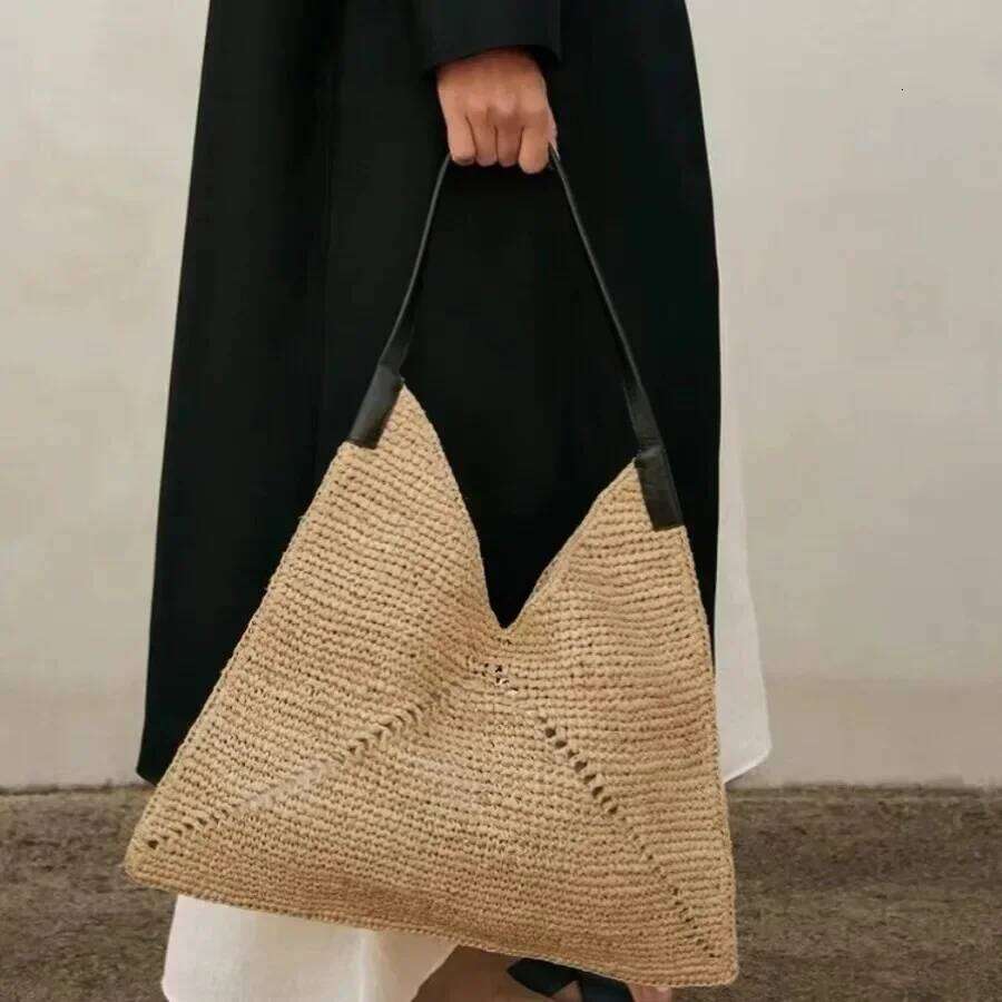 Designer Luxury 2025 New Fashion Versatile Straw Tote Triangle Casual Design Shoulder Handbag Bag Tide