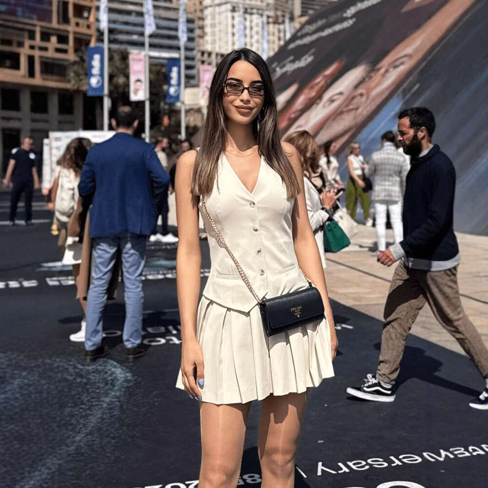 TRAFZA Women's Spring New Fashion Sexy Hot Girl Wide Pleated Trendy Tank Dress B5