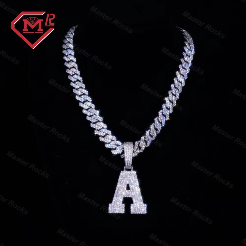 Hiphop Iced Out Mossanite Pendant Letter 925 Sterling Silver Moissanite Pendant for Men Women
