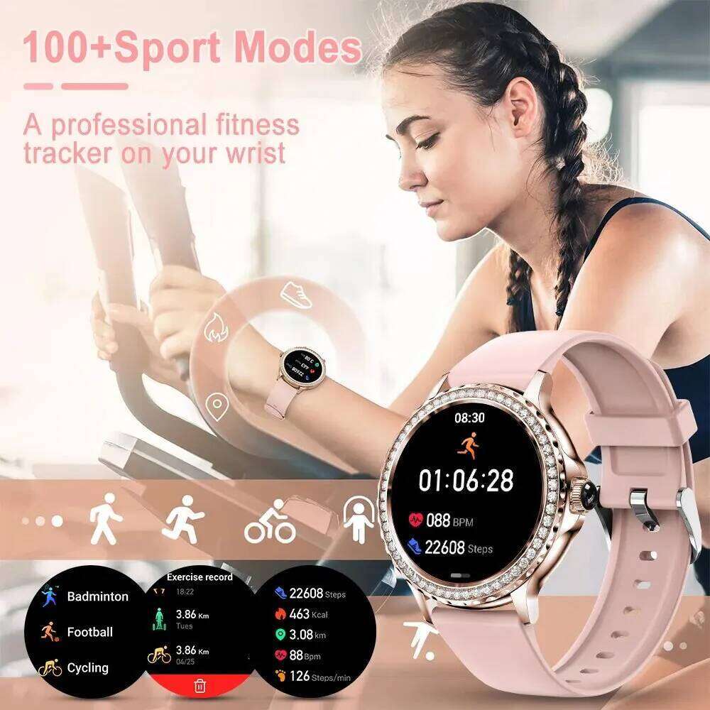 MEVADEN Rosegold Smart Watch Lady Bluetooth Call 100+Sports Mode Fiess Women Smartwatch DIY Dials For IOS Android NX19 free shipping