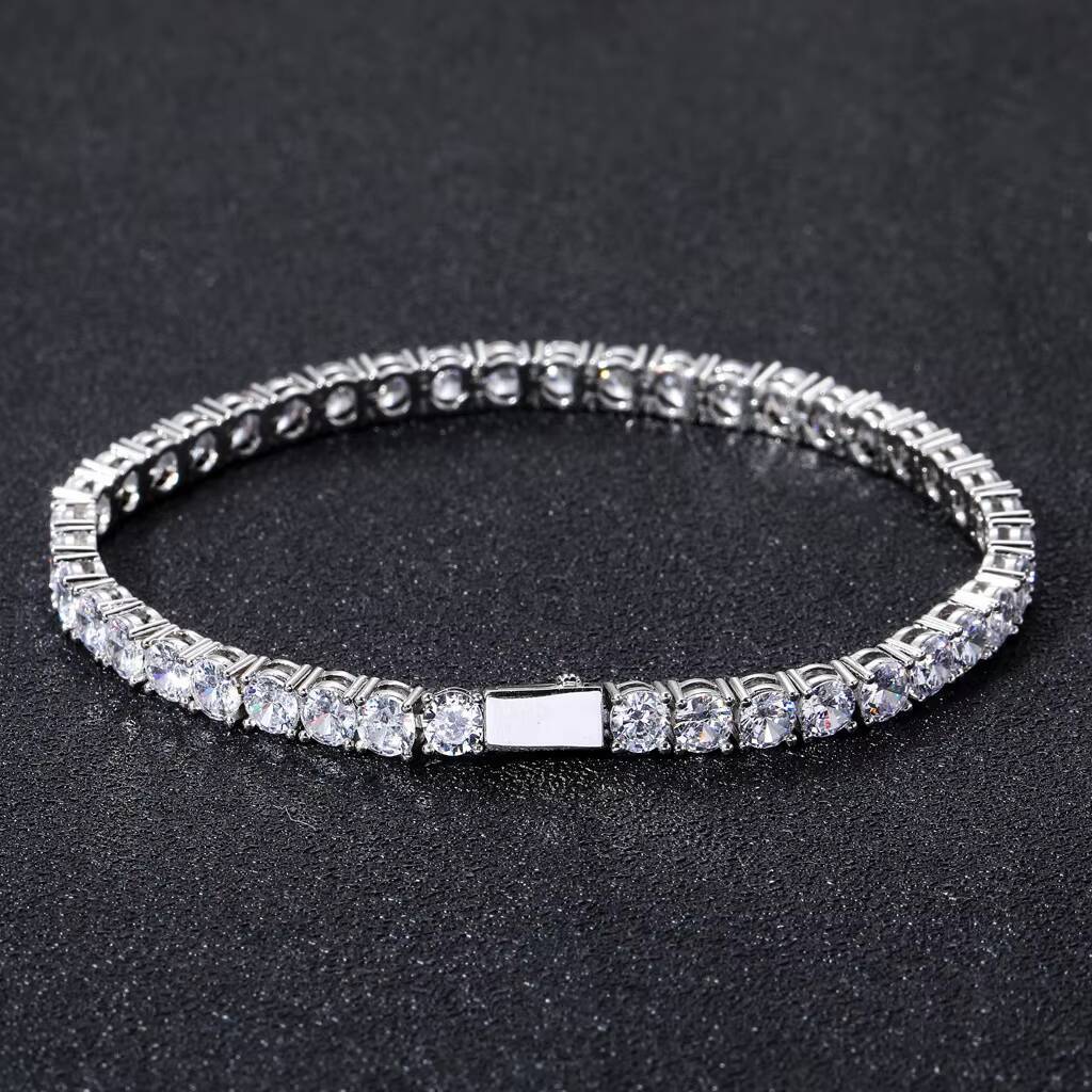 Hot Selling Fashion Hip Hop 3-6mm S925 Silver VVS Moissanite Diamond Rapper Tennis Chain Necklace with GRA Certificate
