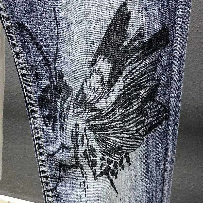 Punk Graphic Hip Hop with Print Jeans for Men Harem Pants Male Cowboy Pants High Quality Loose 2024 Trend Winter Denim Goth X250718