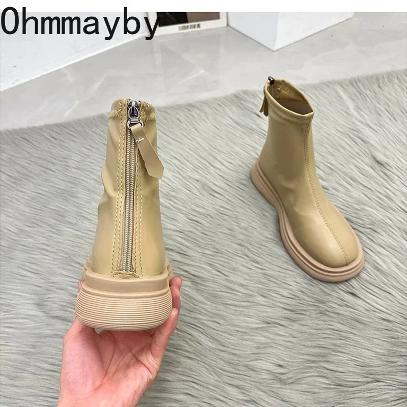 2025 Women Long Boots Thick Sole Ladies Zipper Knight Flats Heel Boots Fashion Knee-high Boots Keep Warm Plush Winter Shoes 250717