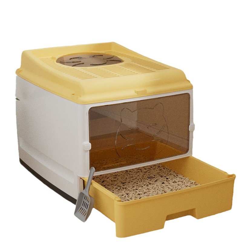 Extra large fully enclosed cat litter box drawer, double door upgraded cat toilet, extra large space, worry free odor prevention and side leakage prev