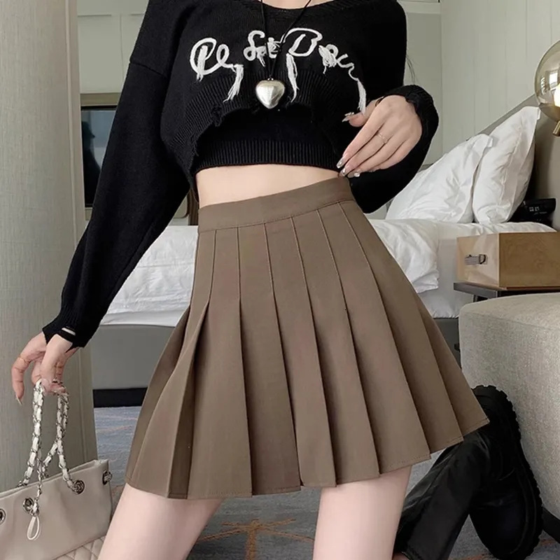 Spring Summer Pleated JK Half College Style Women High Waist Elastic Short Plus Size Slimming Hip Covering A-line Skirt
