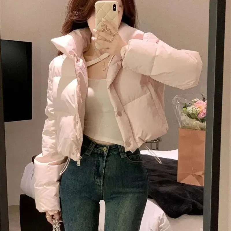 Light Pink A-liber Cotton Jacket for Women Short and Short 204 Winter Item Loose Korean Version Bread Jacket Trendy Jacket S 250716