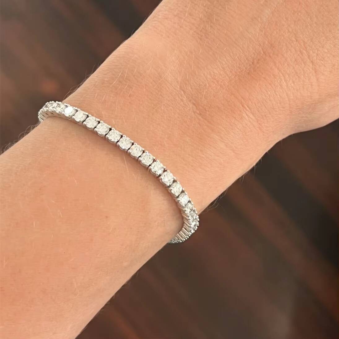 Hiphop Tennis Bracelet 4mm Women Men 925 Sterling Silver Iced Out VVS Moissanite Tennis Chain