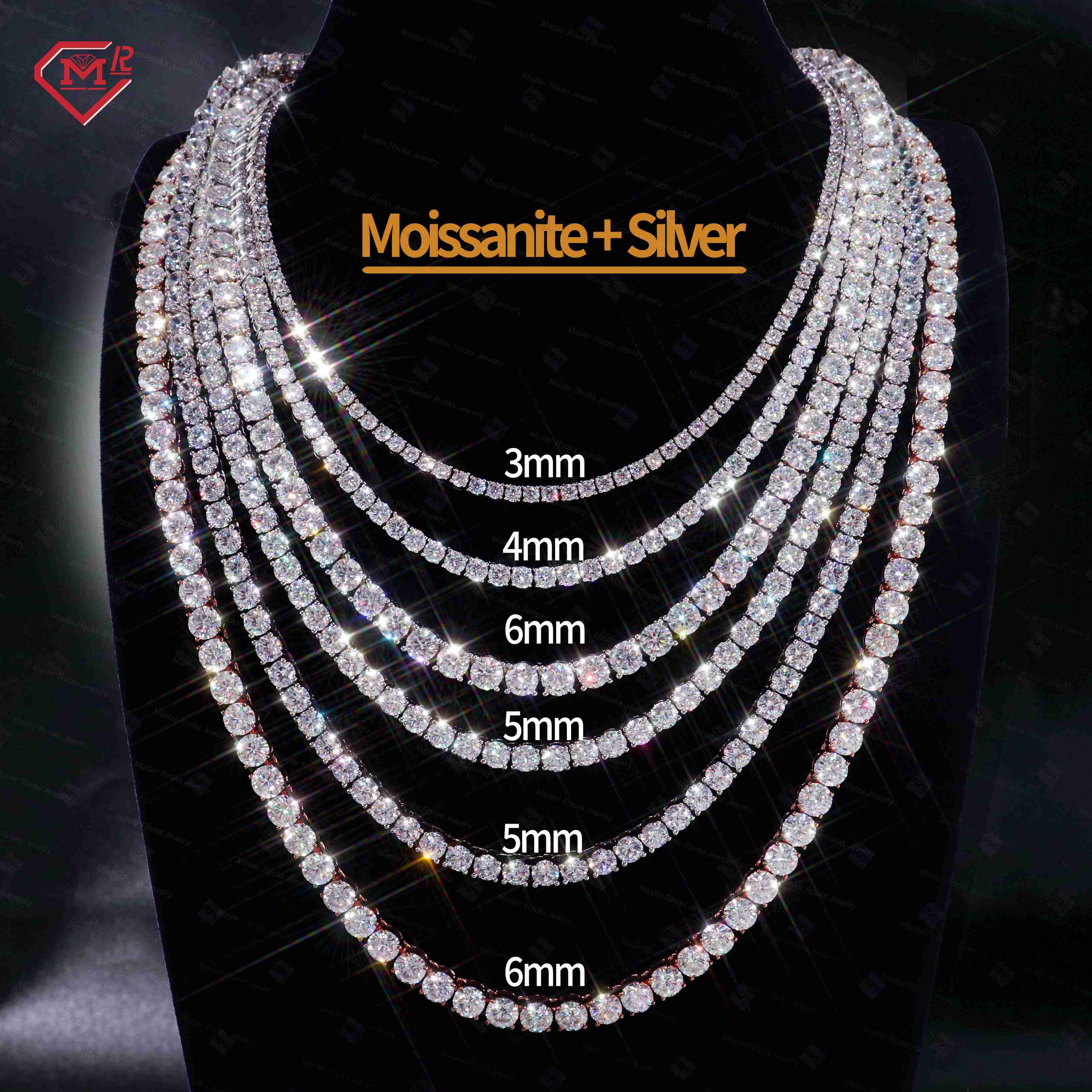 Cheapest 3mm 4mm 5mm 6mm Iced Out Chain Tennis Men White Gold S925 Moissanite Tennis Chain
