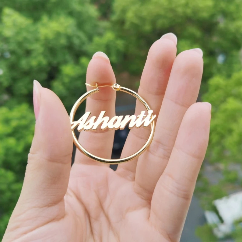 LeeChee Custom Name Earrings Round Hoop Personalized Stainless Steel Letters Earring Cricle for Women Party Jewelry 250716