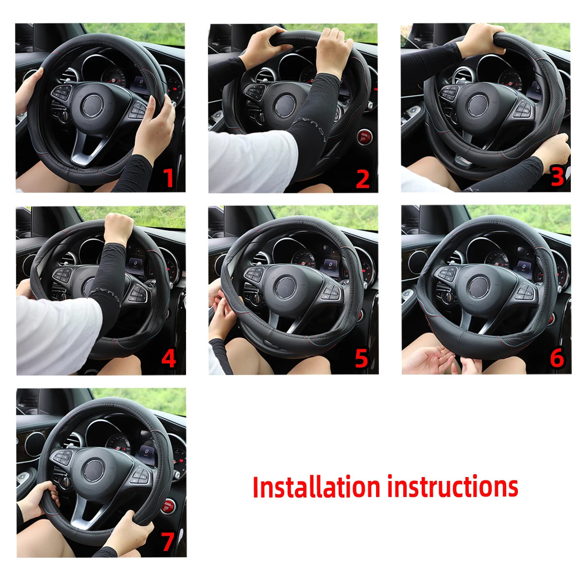 1 Artificial Lamb Skin Sense Three-dimensional Styling Sports Car Steering Wheel Cover Fits 14.5-15 Inches 37-38CM 250715