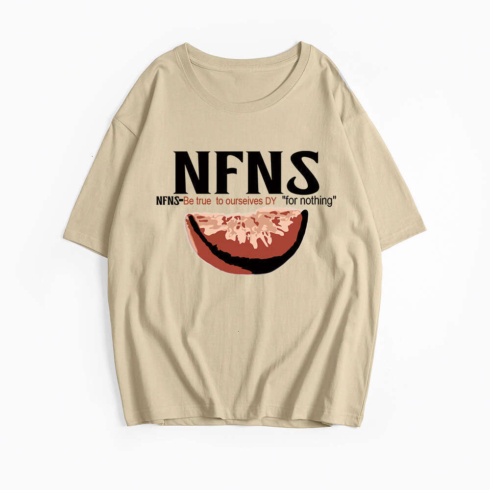 Minimalist Text Print T-Shirt For Women, Summer Versatile Loose Round Neck Pure Cotton Short Sleeve Top B5 j7