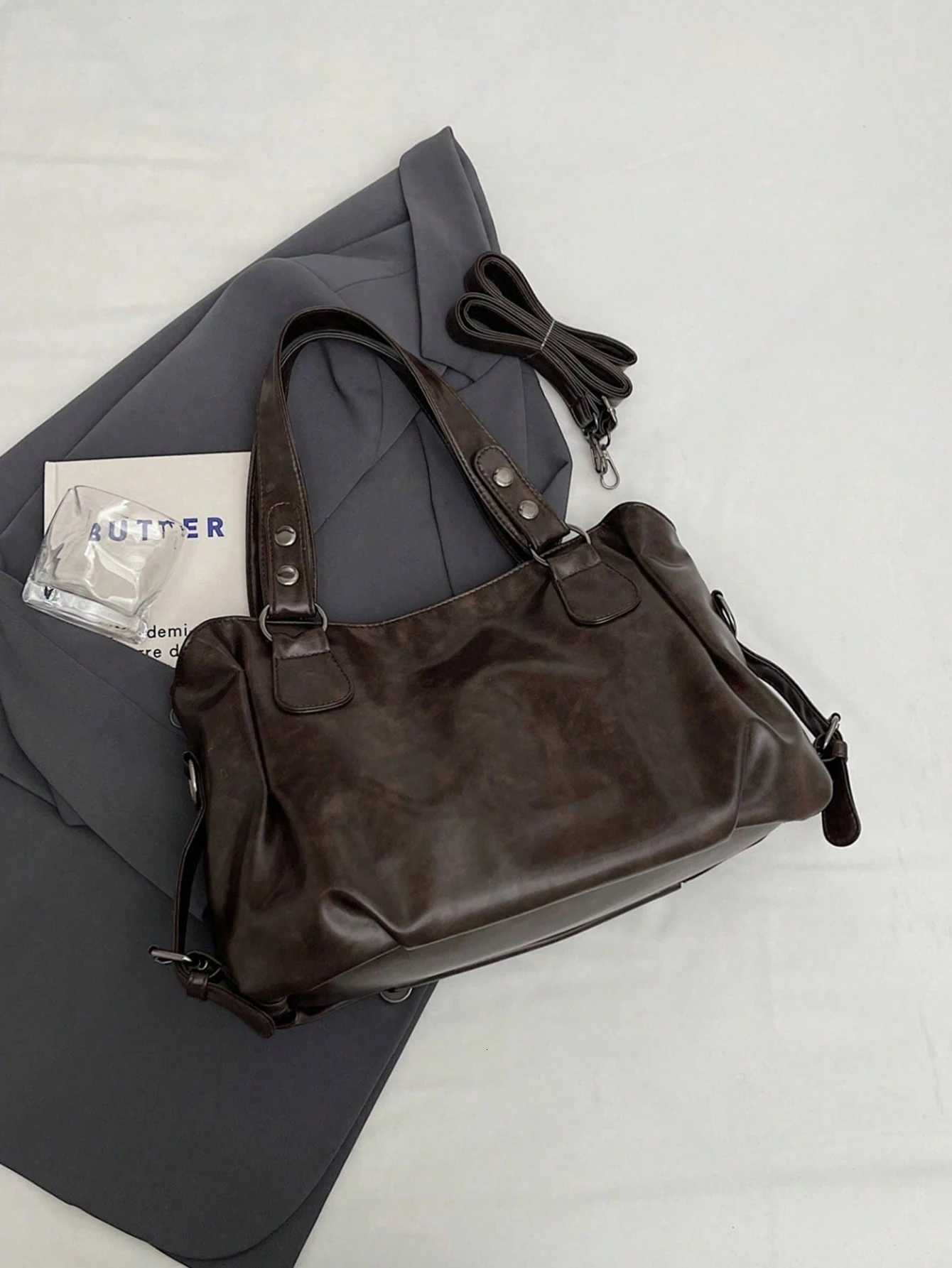 New Fi Classic Versatile Commuter Solid Color Large Capacity PU Fabric Shoulder Bag Handbag Wallet Zipper Opening Y250725