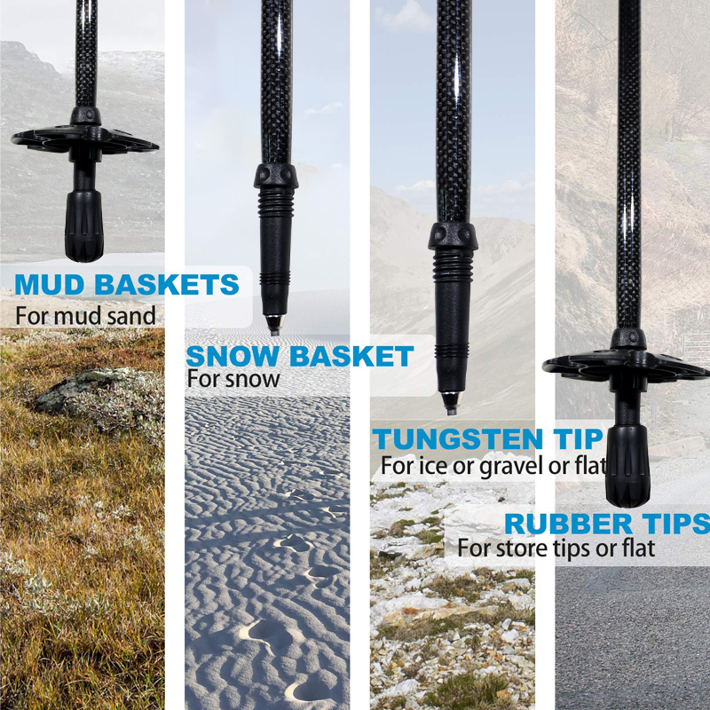 OKHEALING Aluminum Alloy Trekking Poles Portable Telescoping Light Walking Cane Walking Stick with Rubber Handle for Off-road, Backpacking, Camping