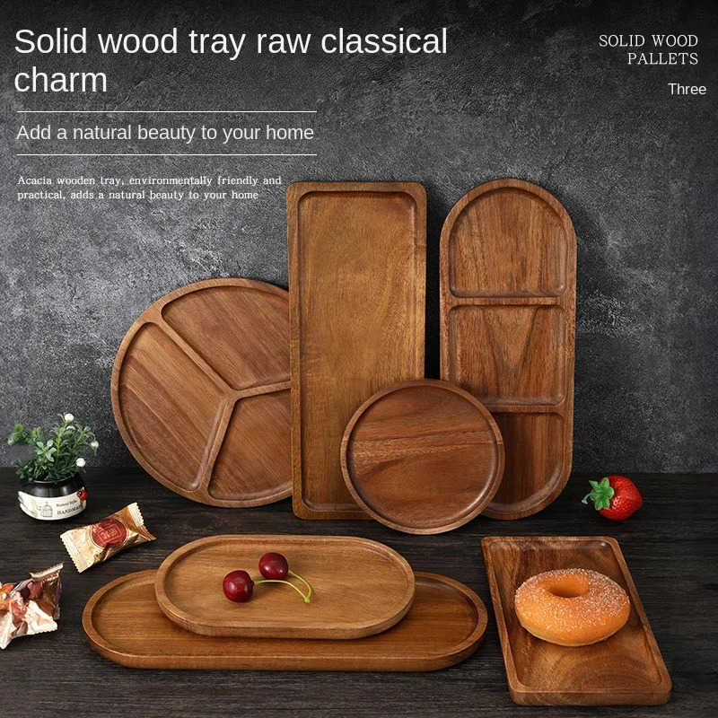 Japanese Solid Wood Fruit Plate Wooden Tray Multi-Size High-Value Fruit Tray Snack Plate M250718