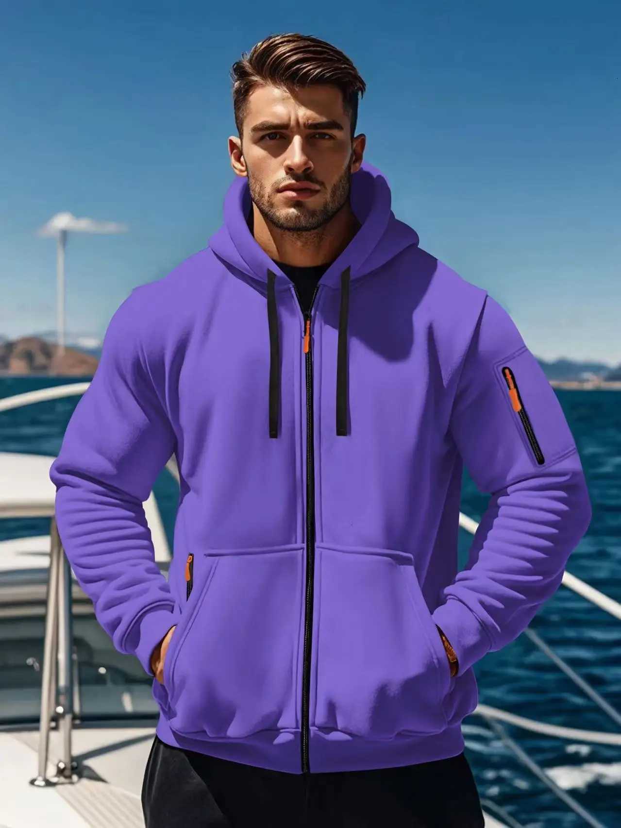 2025 New Trendy Loose Hoodie Mens Zipper Hoodie Mens Hoodie Autumn/Winter Plush Warm Coat XJ250714