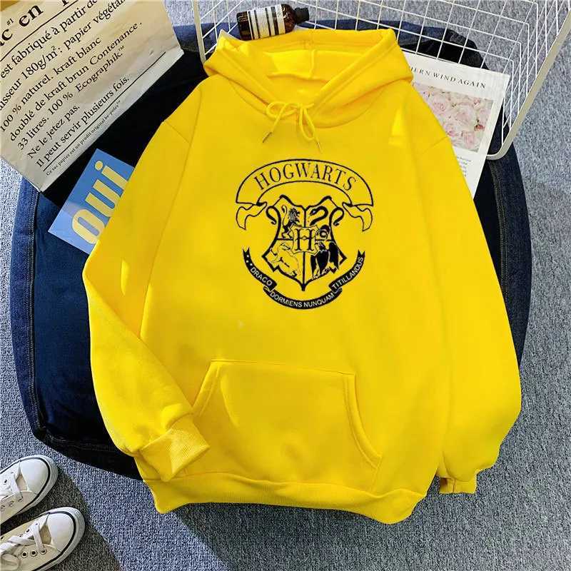 Fashion Y2K Hogwarts Printed Hoodies Women Sweatshirt Autumn Winter Long Sleeve Plus Velvet Casual Loose Face Tops Oversized XJ250717