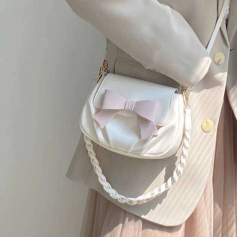 New women's bag designer bow square bag pleated cloud bag soft and soft single shoulder crossbody small bag