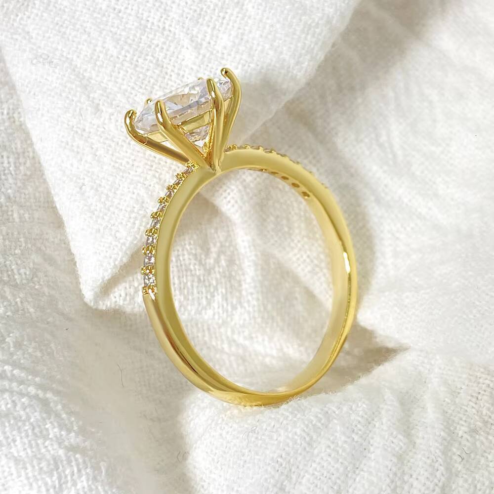 Hot Sale Classic Moissanite Ring S925 Inlaid High Quality 18K Gold Plated Fine Jewelry for Women