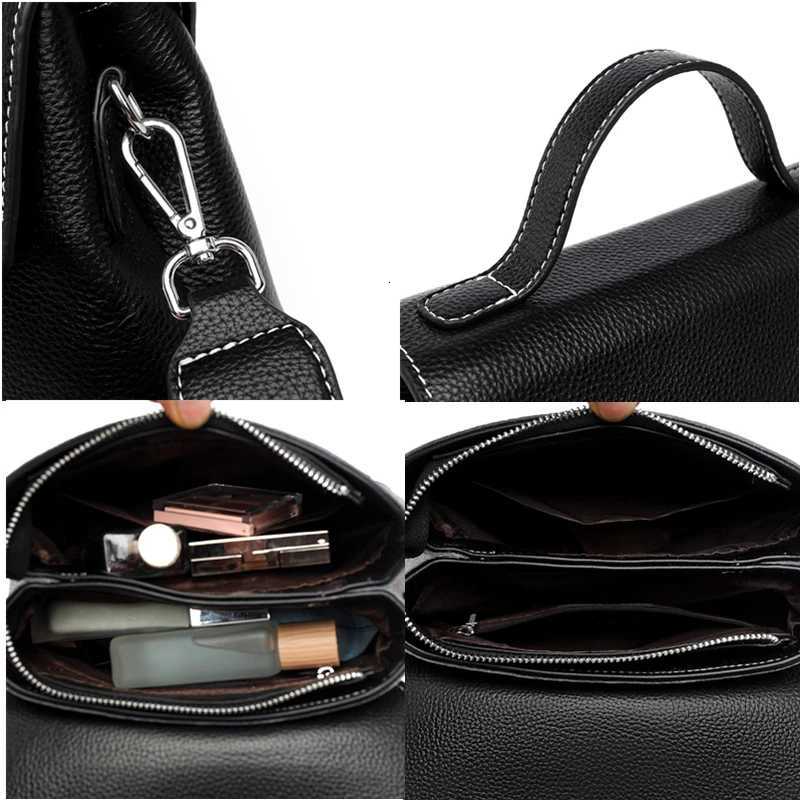 Solid Genuine Leather Ladies Handbag Female Messenger Tote Sac High Quality Cow Leather Shoulder Crossbody Bag For Women Z250718