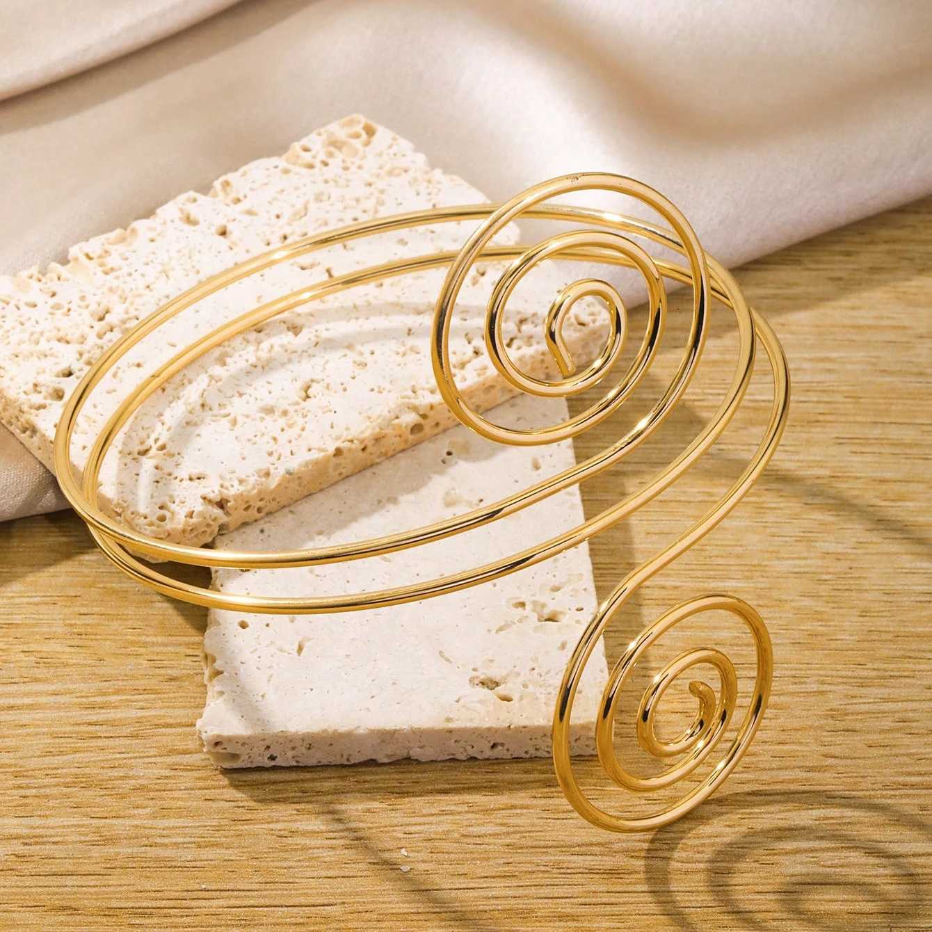 FTCY Boho Arm Bracelet for Men Vintage Geometric Gold Color Leaf Mens Arm Bangles Adjustable Jewelry X250718