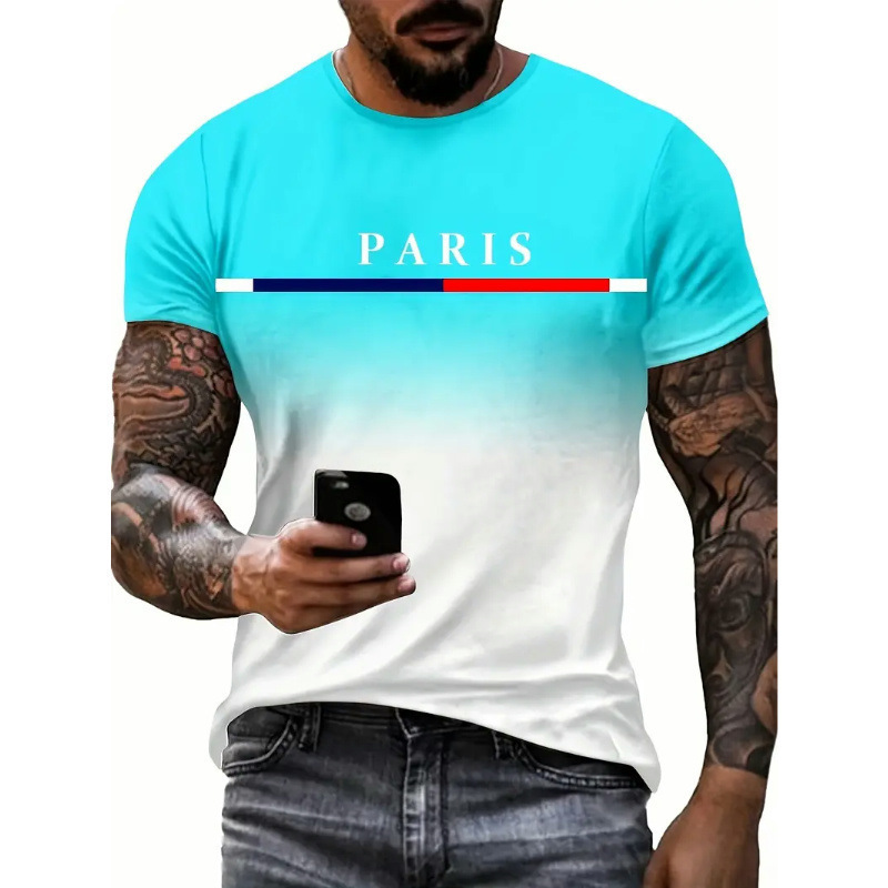 Men's T Shirts 3D digital printed short sleeved T-shirt with European and American casual trendy pattern round neck men's short sleeved