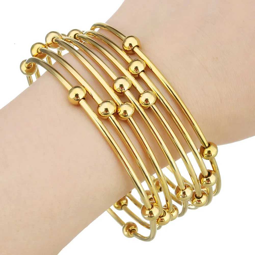 7/9/12Pcs/Set 55mm 68mm Ran style Stainless Steel Bangle in Gold Color Lover Charm Bracelet for Wen Brand Gold Wide Cuff Bangle X250718