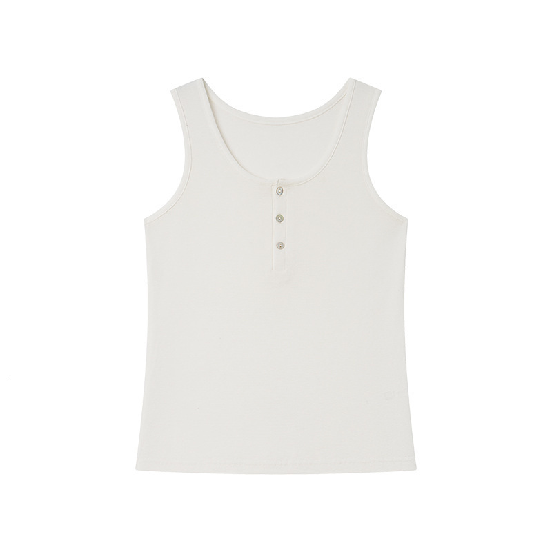 Spring Summer Solid Color Lyocell Camisole for Women 2025 New Tencel Linen Button Vest Skin-Friendly Inner Layer Base Shirt 240516