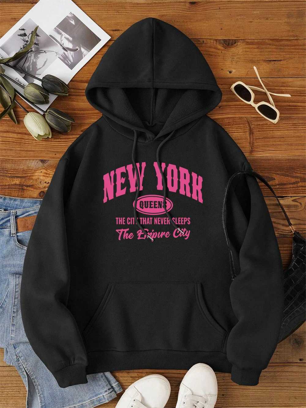 New York Queens The City That Never Sleeps Hoodie Men Women Fashion Hip Hop Clothing Cute O-Neck Hoodies Street Loose Sweatshirt X250718