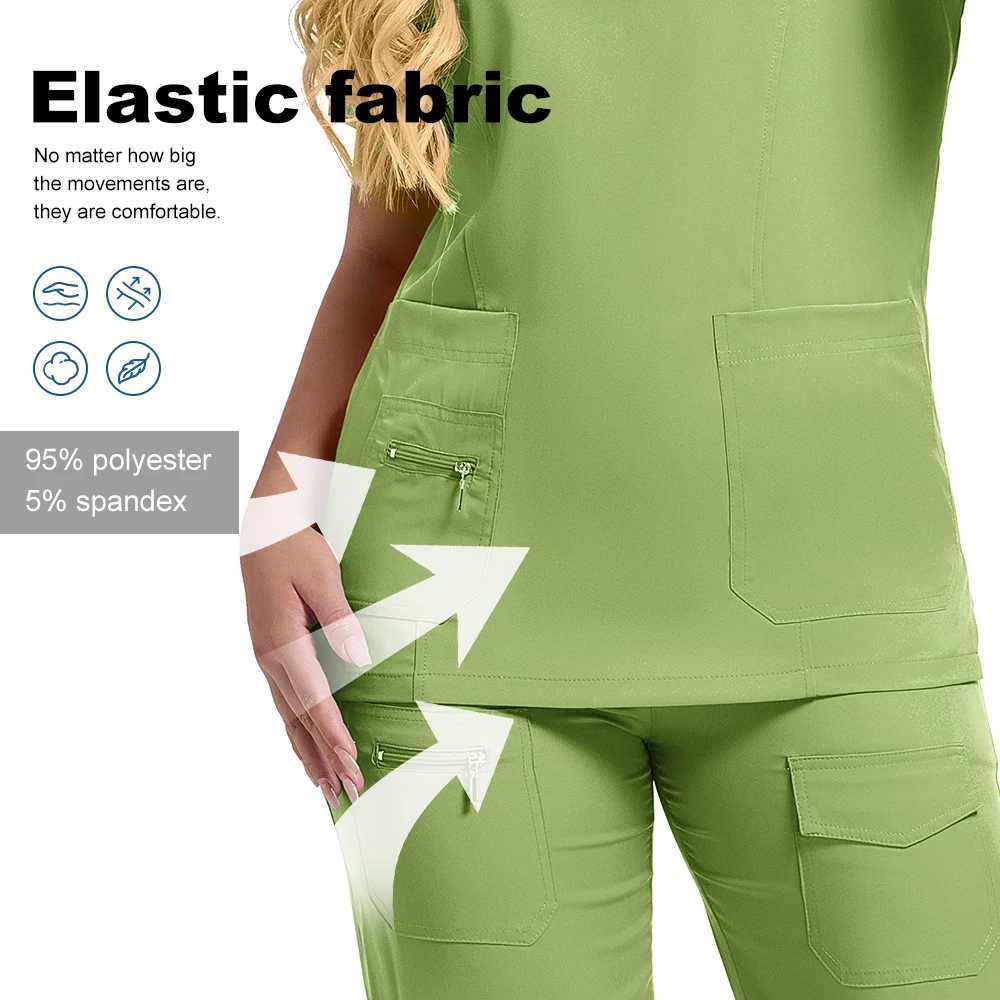 Nurse Medical Uniform Quick Dry Pet Grooming Workwear Doctor Scrubs Sets Operating Room Surgical Gown Short Sleeve Elastic Pants Z250718