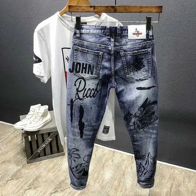 Punk Graphic Hip Hop with Print Jeans for Men Harem Pants Male Cowboy Pants High Quality Loose 2024 Trend Winter Denim Goth X250718