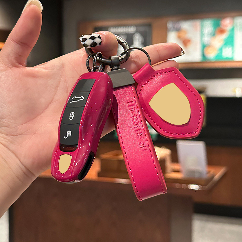 Suitable for Porsche Key Case Cayenne AN911 Taycan Panamera 718 Red Keychain