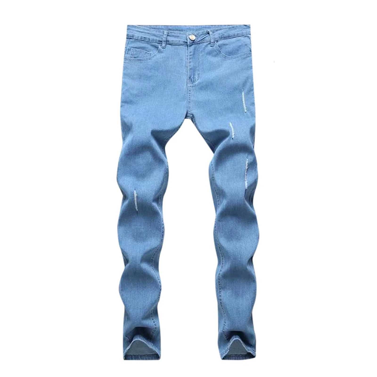 Mens Jeans Denim Distressed S 3XL Elastic Slim Fashion Mens Pants Fashion Street Style Ripped Skinny Jeans X250718