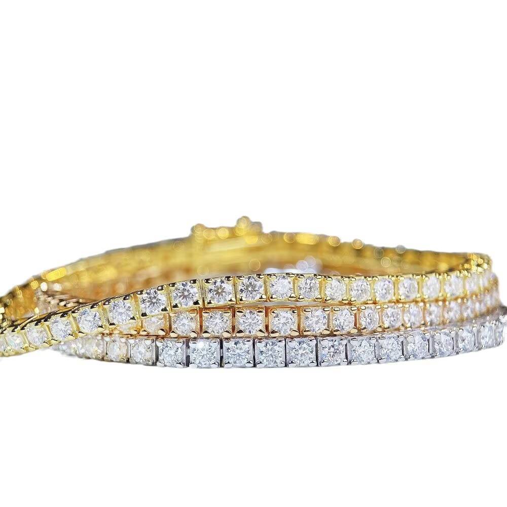 Wholesale Custom Silver Link Chain 3mm 4mm 5mm Tennis Chains for Hip Hop Jewelry Iced Out Fine Jewelry Moissanite Bracelet