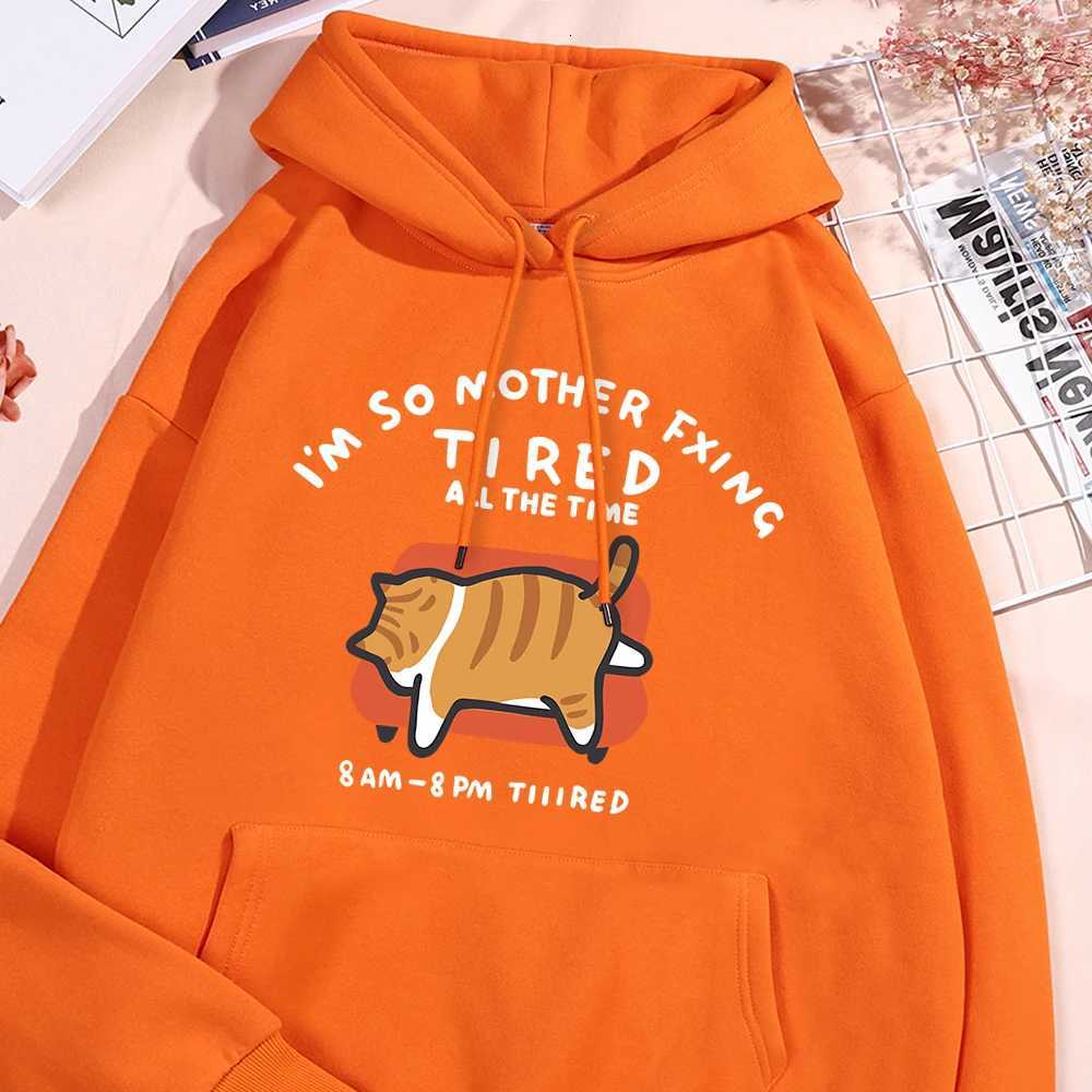 Orange Cat Lying On The Sofa White Printing Women Hooded Leisure Oversized Sport Shirts Sporty Simple Hoodies Versatile Clothes XJ250717