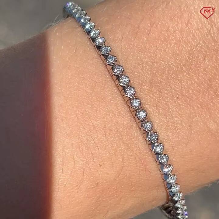 Hiphop Moissanite Tennis Bracelet 3mm 4mm 5mm Flex Bangles 925 Silver Bezel Setting Moissanite Tennis Chain