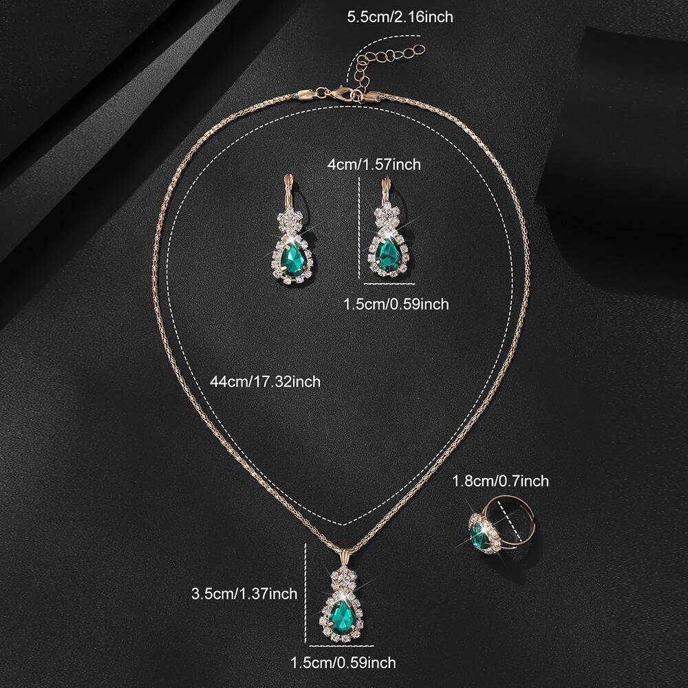 free shipping 9PCS Green Women's Fashion Trend Simple Rectangular Dial Quartz Watch Bracelet Necklace Earrings Set Perfect Gift free
