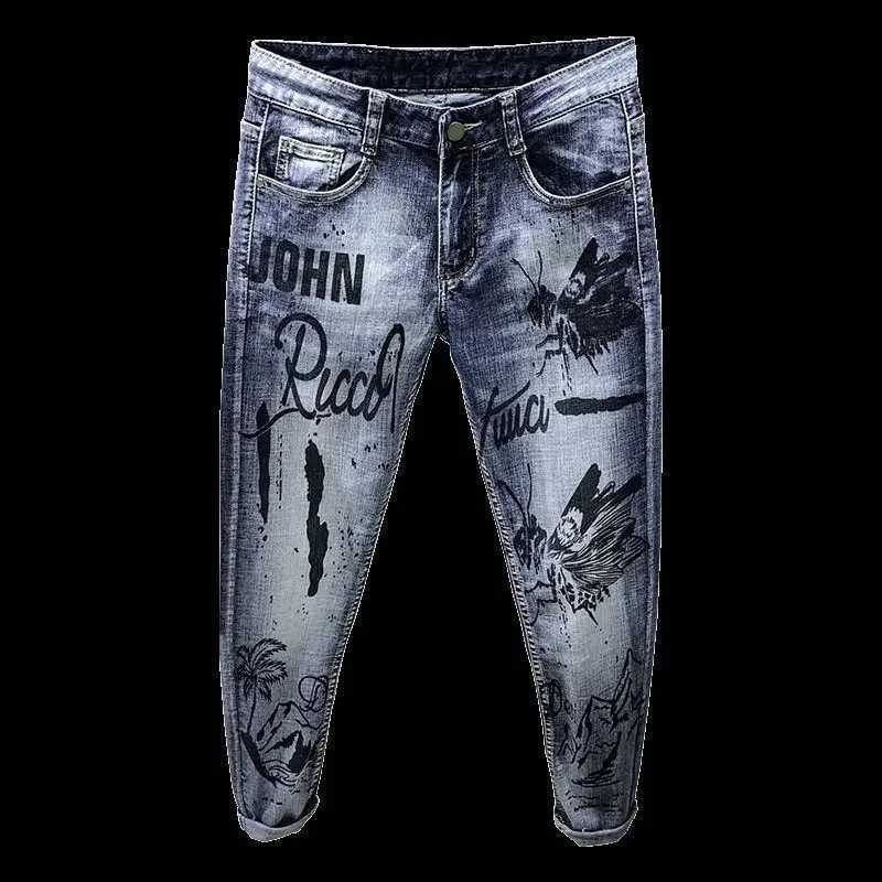 Punk Graphic Hip Hop with Print Jeans for Men Harem Pants Male Cowboy Pants High Quality Loose 2024 Trend Winter Denim Goth X250718