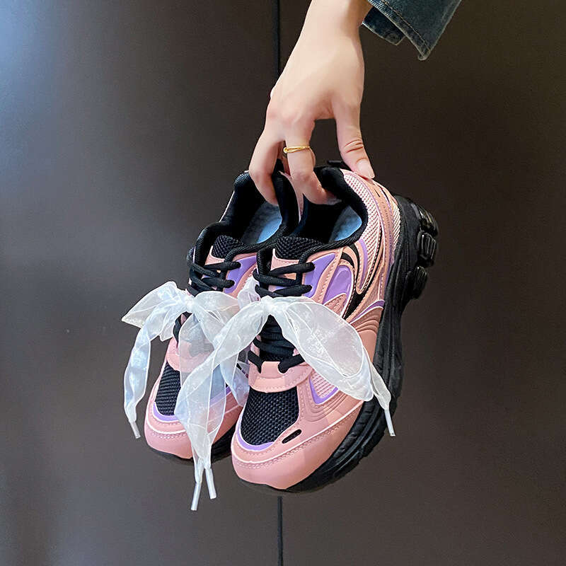 2024 Autumn New Thick-Soled Dad for Women Korean Version Breathable Butterfly Ribbon Free shipping Casual Shoes Student Sneakers 9201