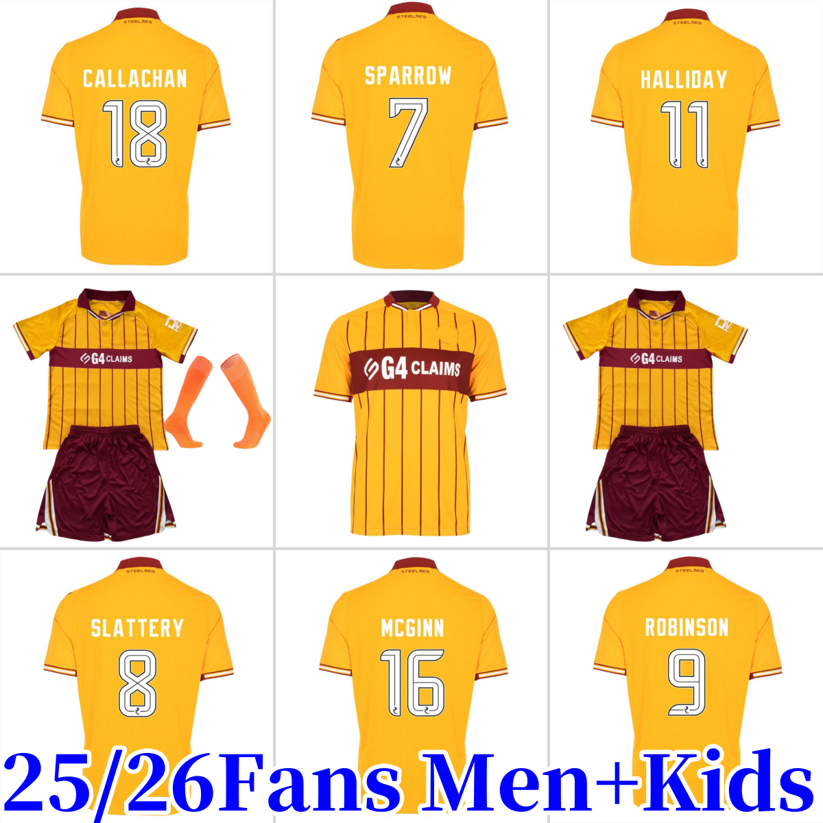 Motherwell fc Soccer Jerseys 25 26 MCGINN SLATTERY SPARROW motherwell HALLIDAY CALLACHAN NICHOLSON TAVARES 2025 2026 Football Shirt Men Kids Uniform