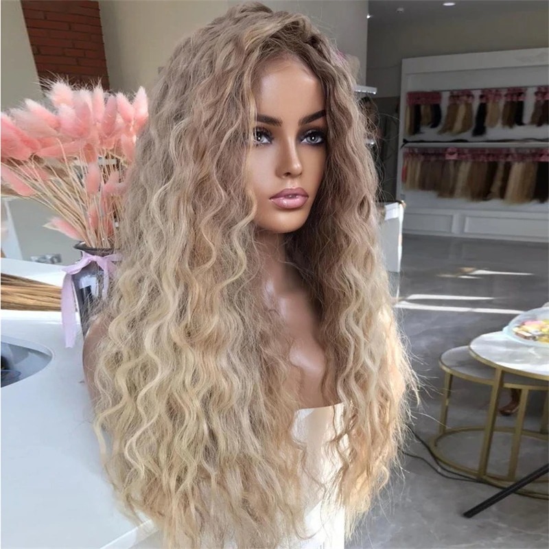 Ombre Ash Blonde 13x6 Hd Lace Frontal Wigs Loose Deep Wave Wigs Wear And Go Curly Wig Human Hair Water Wave 13x4 Lace Front Wig Synthetic
