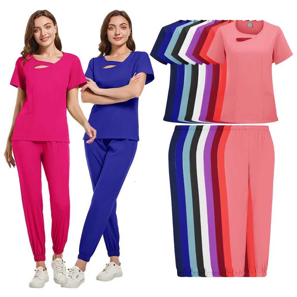Beauty Workwear Women Medical Nurses Uniform Surgical Scrubs Set Spa Top Pants Clinic Carer Clothes Nursing Uniforms Jogger Suit Z250718