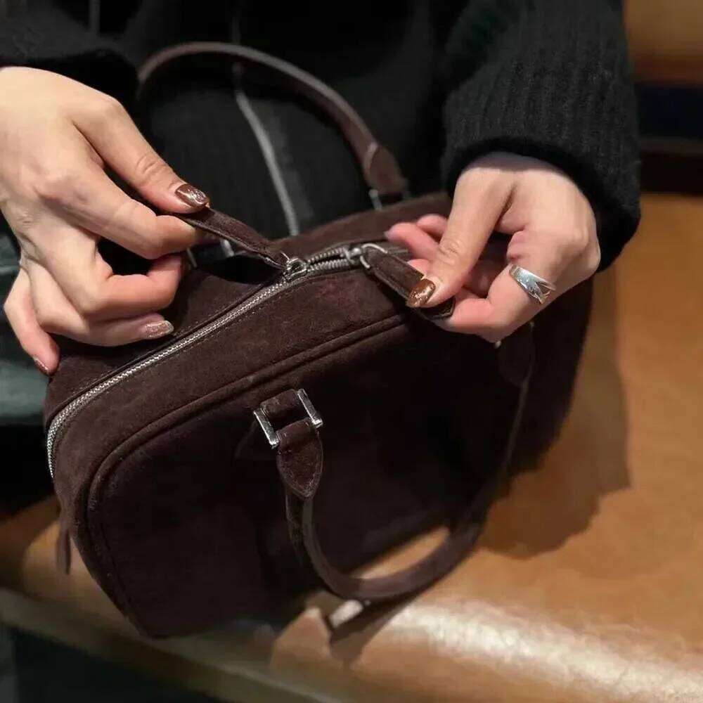 Motingsome Retro Genuine Leather Woman Bags Bag Pillow Handbag Suede Calfskin Lady Daily Purses Shoulder Casual Tote 2024