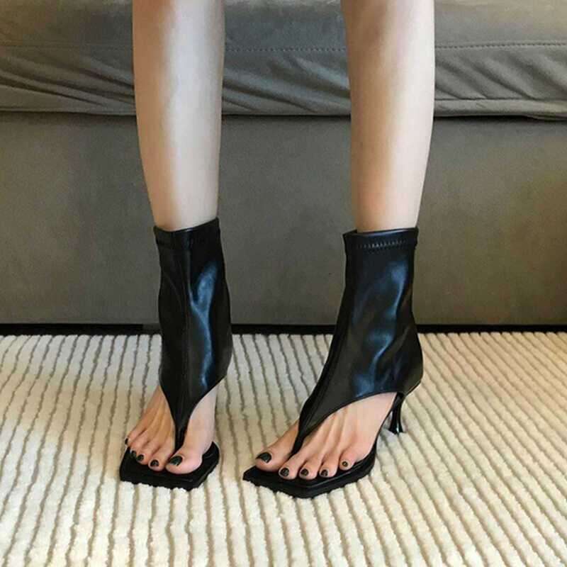 LITTLETON Toe Post Square Sandals for Women High Heel Casual Versatile Stiletto Ankle Boots Summer 2025