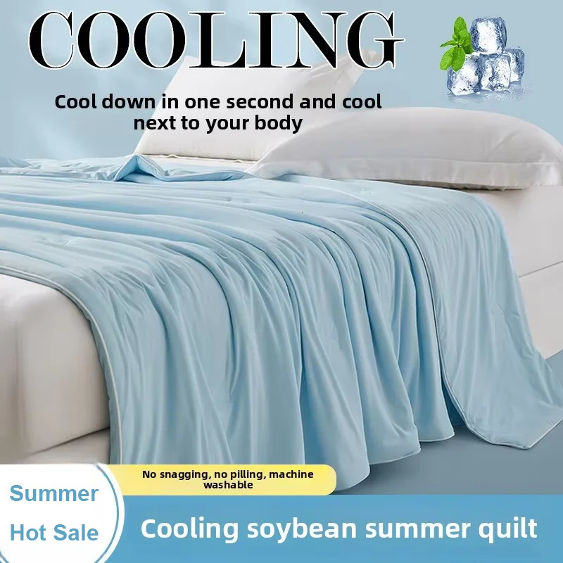 Air Conditioning Quilt for Summer Pure Color Ice Silk Cooling Blanket Lightweight and Soft Cold Quilt for Double/King Size 250717