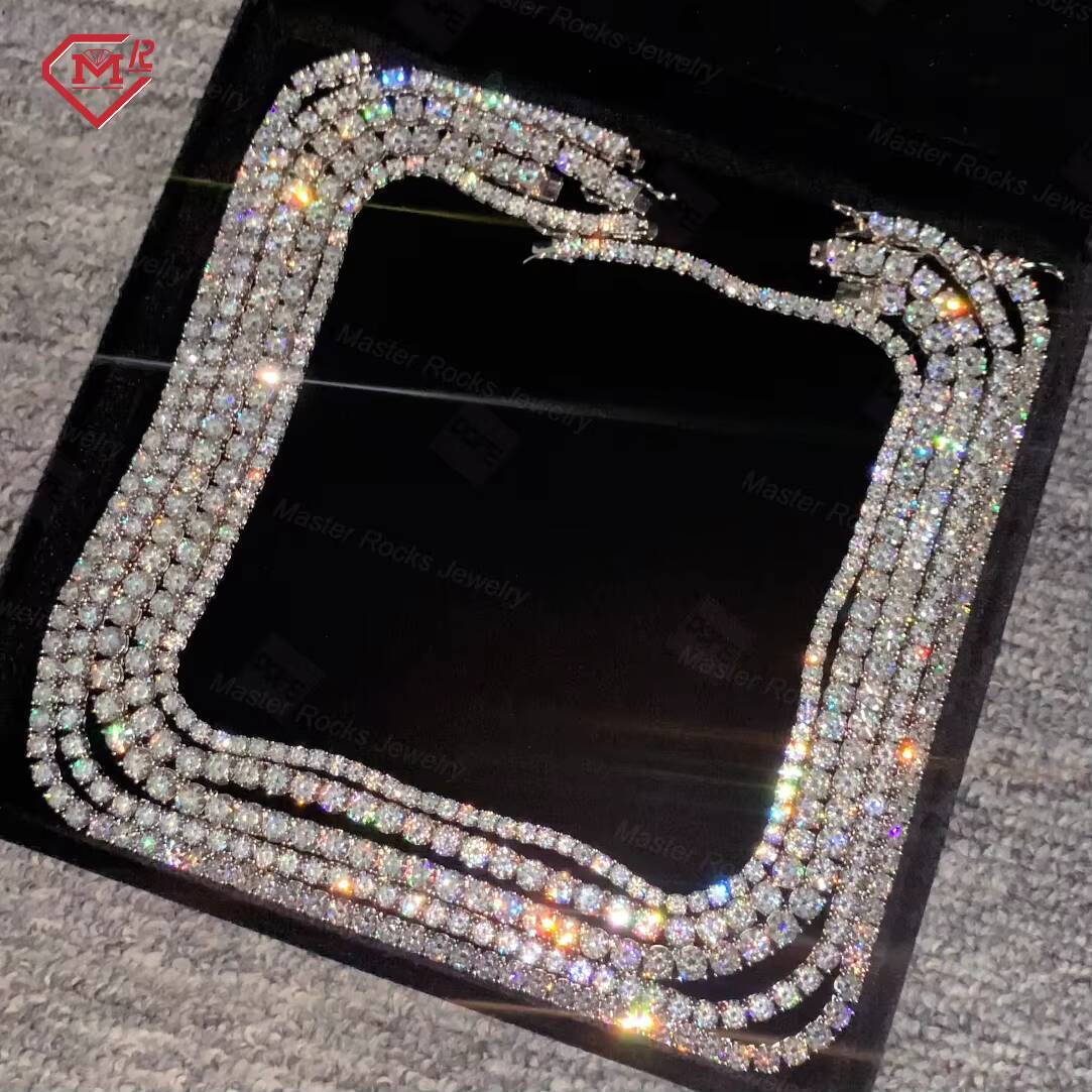 Ready to Ship Moissanite Tennis Necklace 3mm 4mm 5mm 6mm Iced Out White Gold S925 Men Moissanite Tennis Chain
