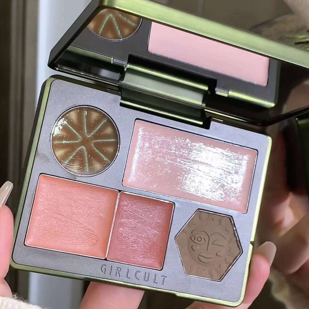 Girlcult Facial Comprehensive Powder Cream Disc Blush Highlighter Contour Bronzer All-in-one Palette Water Light Finish Makeup X25071