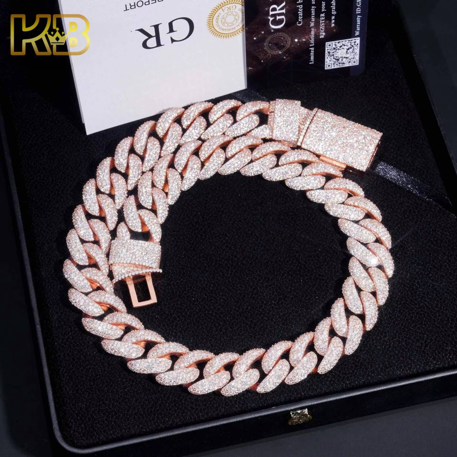 18mm Iced Out Cuban Link Chain Necklace for Men 925 Sterling Silver VVS Moissanite Custom Hip Hop Rapper Jewelry
