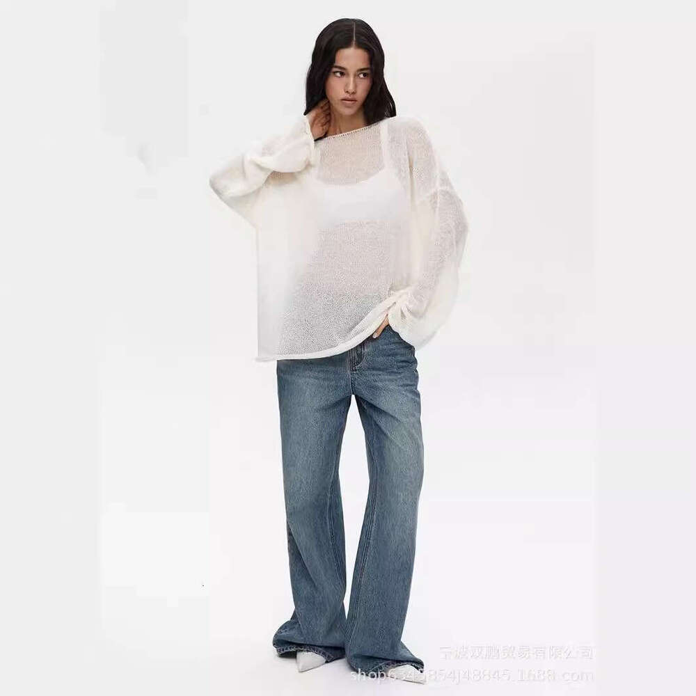 Spring/Summer New Hollow Out Sweater For Women, Ins Style, Soft Loose Knit Long Sleeve Cover-Up B5