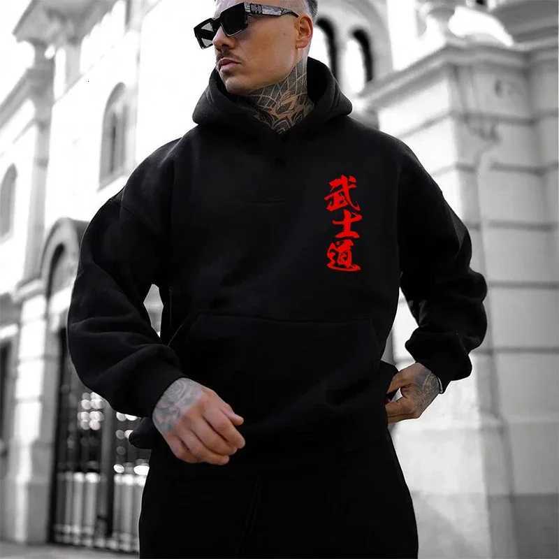 2025 New Arrival Mens Hooded Sweatshirt Japan Bushido Print Hoodies Male Urban Casual Sporty Pullover Gym Fitness Fashion Tops XJ250714